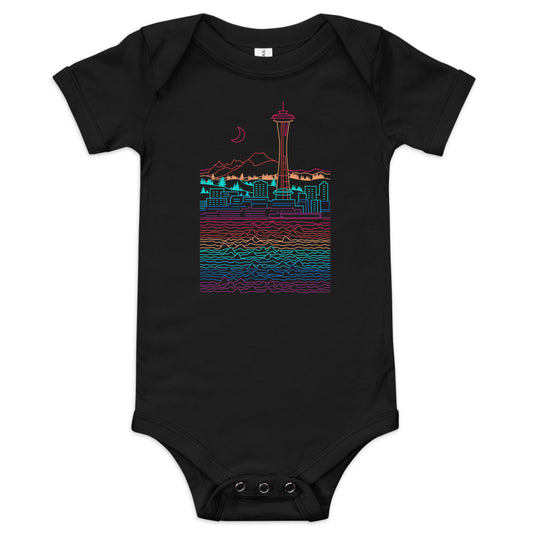 AtSymbolStore Seattle Line Design Baby Short Sleeve Onesie (unisex)