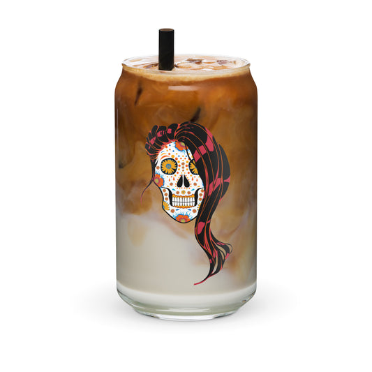 AtSymbolStore Hipster Girl Skull Can-Glass