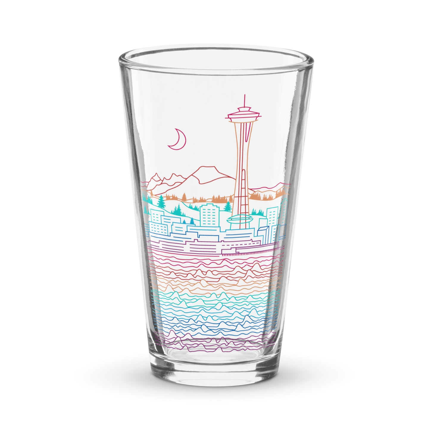 AtSymbolStore Color-Bomb Seattle Line Design 16oz Pint Glass