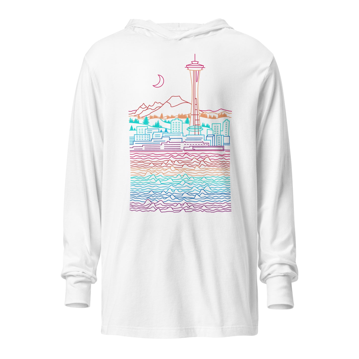 AtSymbolStore Color-Bomb Seattle Line Design Hooded Long Sleeve T-Shirt (unisex)