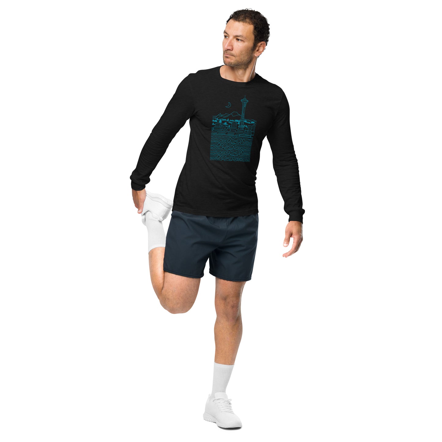 AtSymbolStore Aqua Seattle Line Design Long Sleeve T-Shirt (unisex)