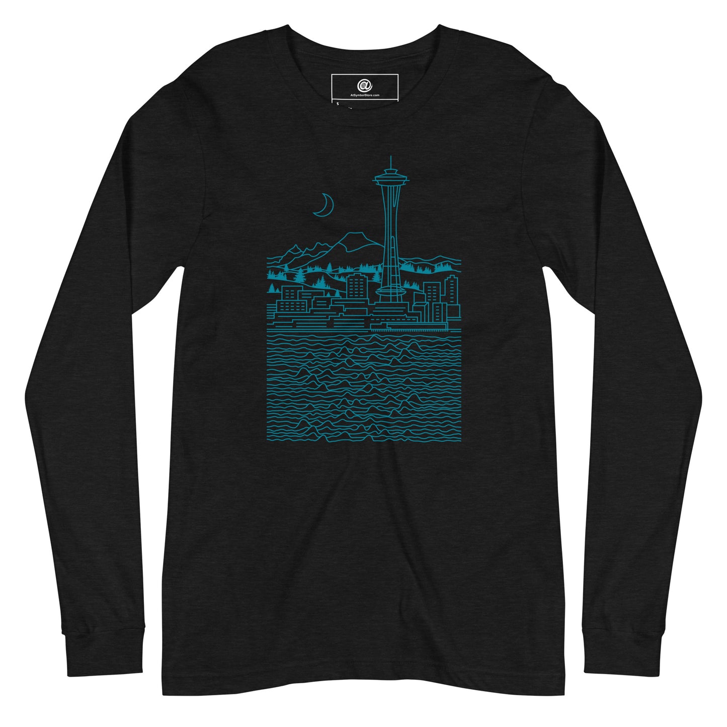 AtSymbolStore Aqua Seattle Line Design Long Sleeve T-Shirt (unisex)