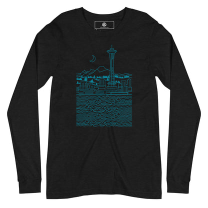 AtSymbolStore Aqua Seattle Line Design Long Sleeve T-Shirt (unisex)