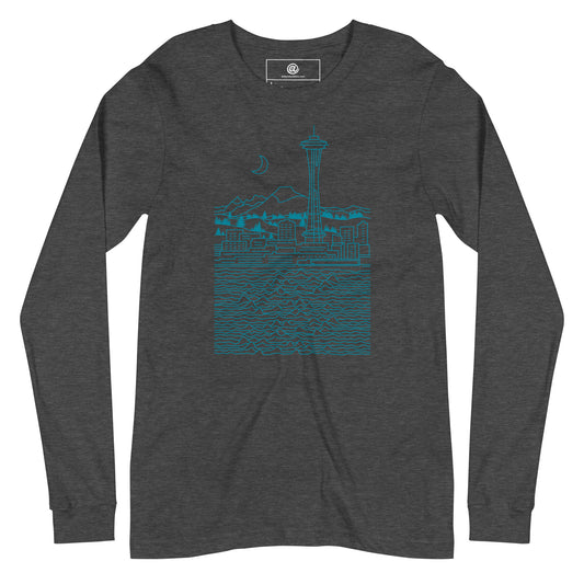 AtSymbolStore Aqua Seattle Line Design Long Sleeve T-Shirt (unisex)