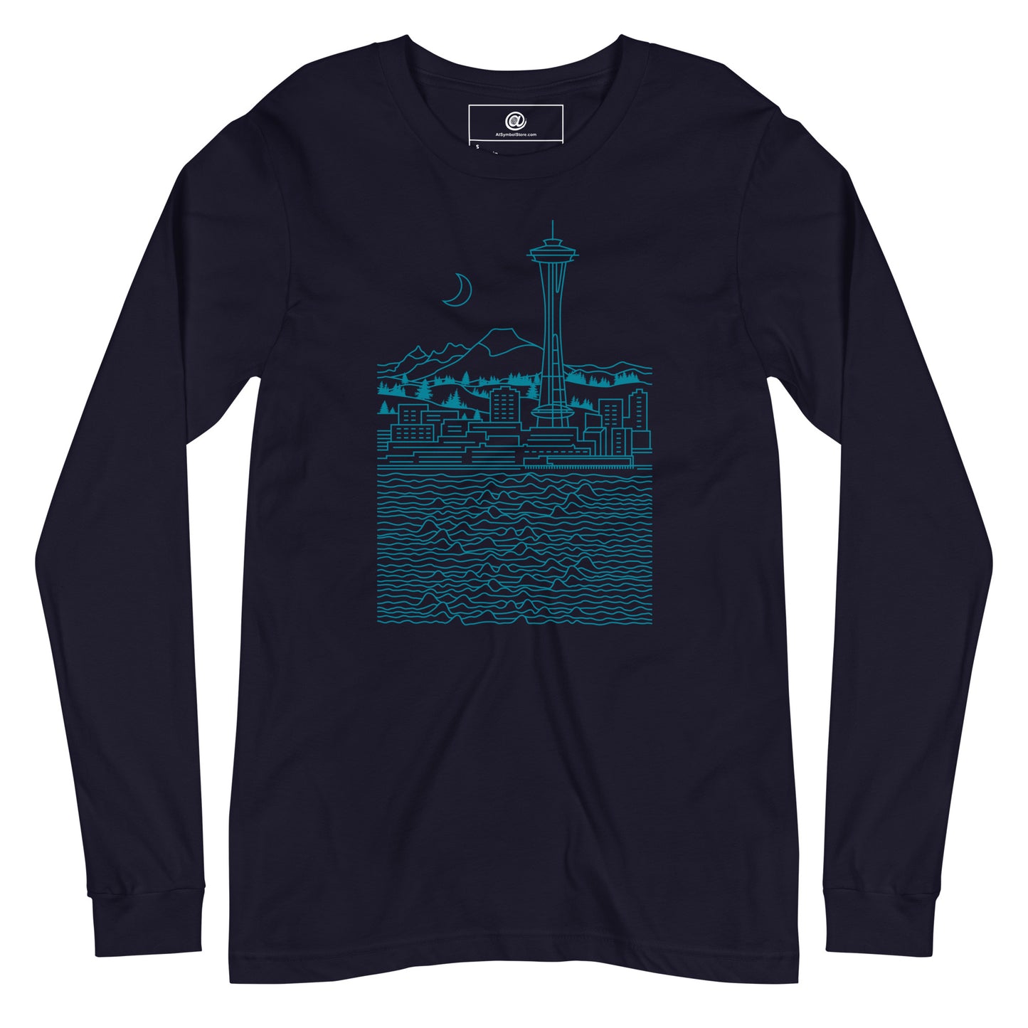 AtSymbolStore Aqua Seattle Line Design Long Sleeve T-Shirt (unisex)