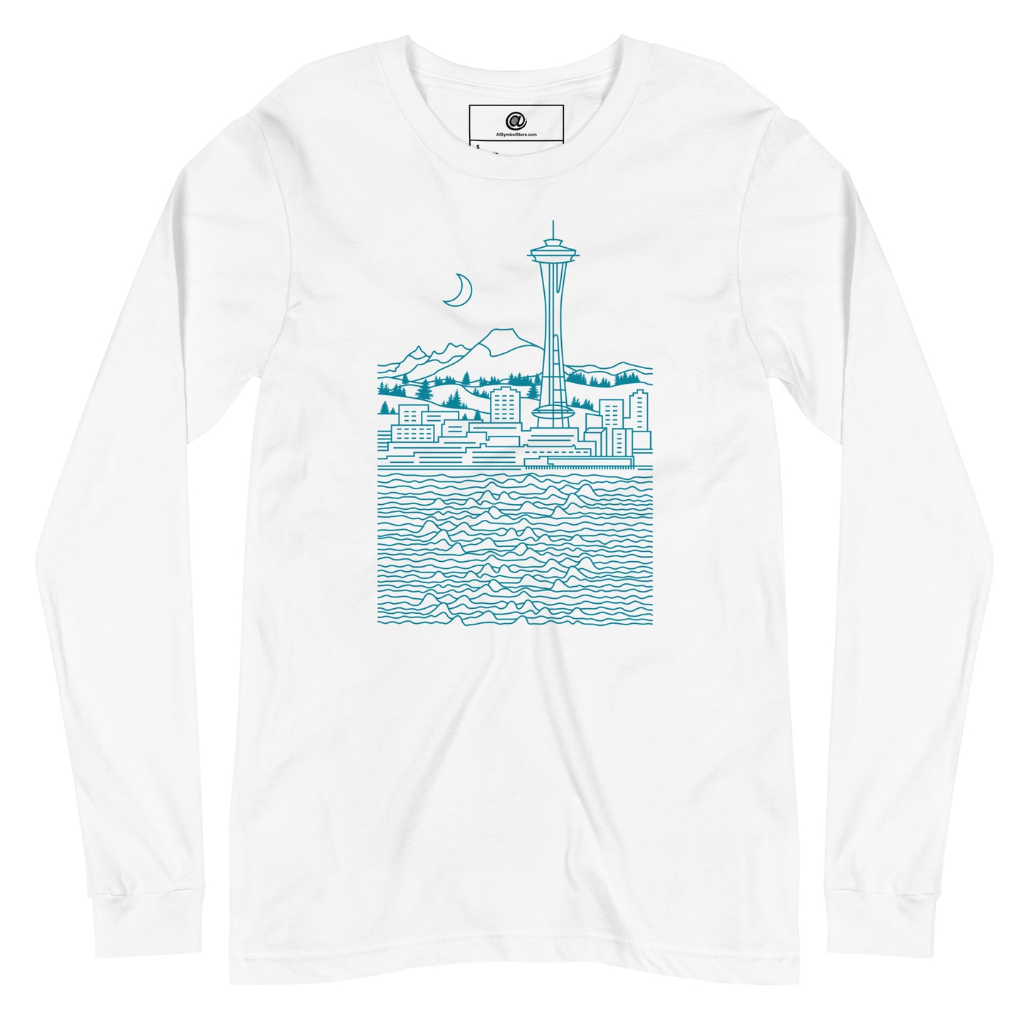 AtSymbolStore Aqua Seattle Line Design Long Sleeve T-Shirt (unisex)