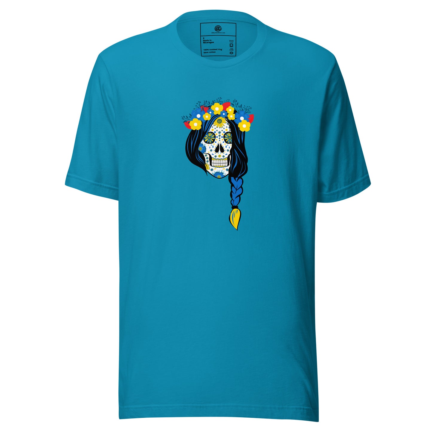 AtSymbolStore Lady-Ukraine Flower Skull Short Sleeve T-Shirt (unisex)