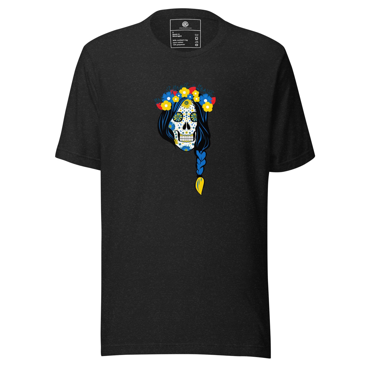 AtSymbolStore Lady-Ukraine Flower Skull Short Sleeve T-Shirt (unisex)