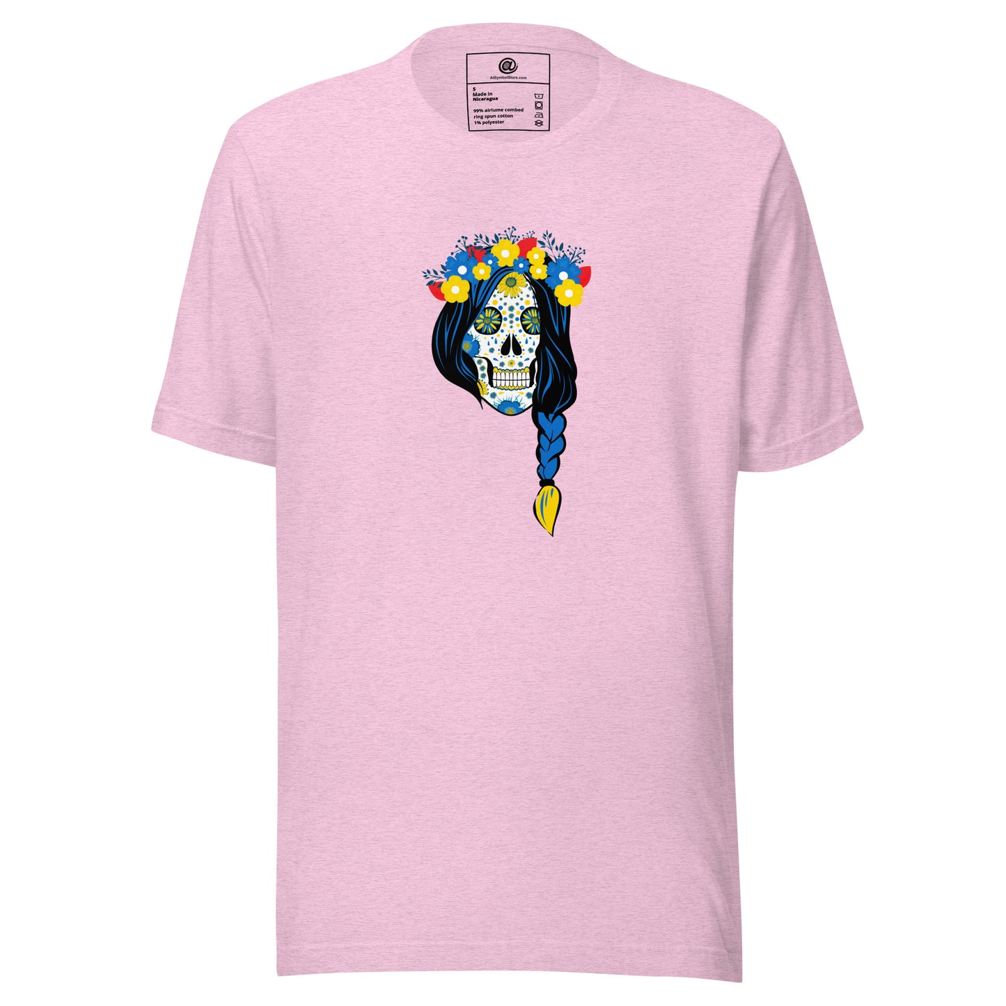 AtSymbolStore Lady-Ukraine Flower Skull Short Sleeve T-Shirt (unisex)