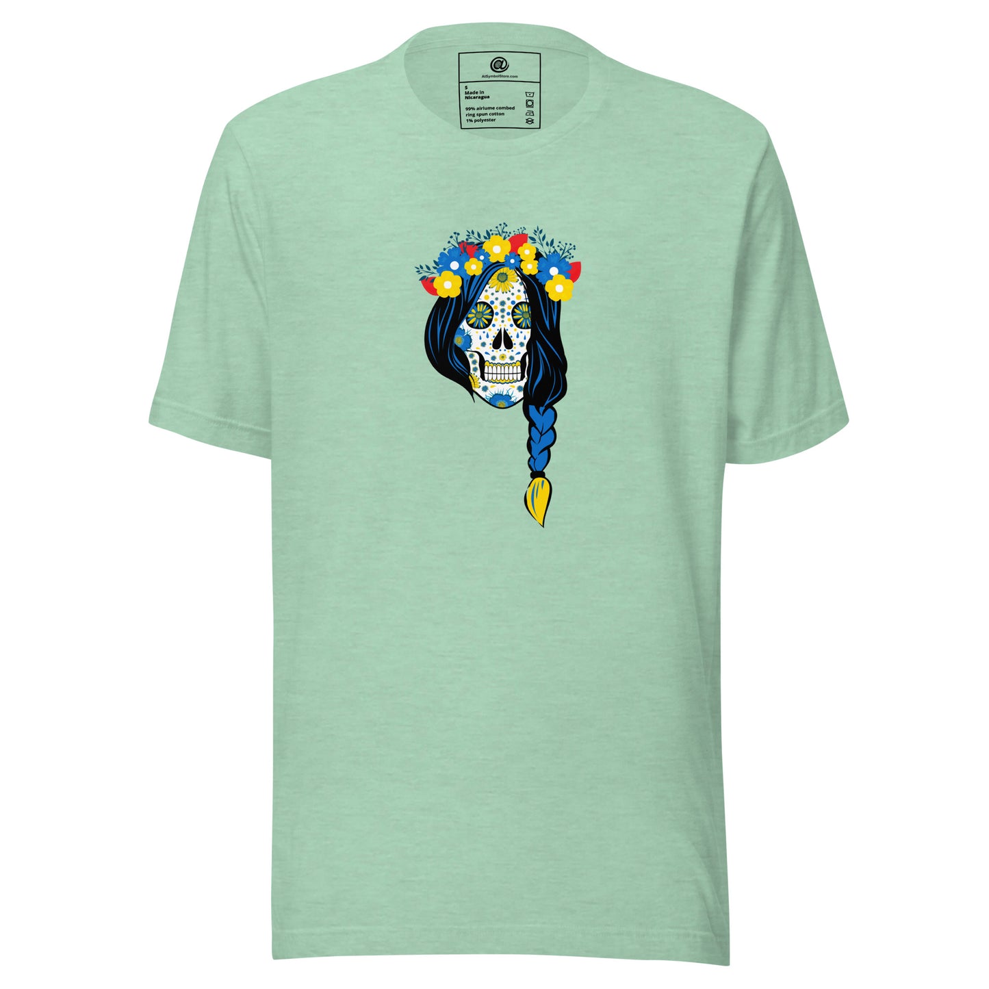 AtSymbolStore Lady-Ukraine Flower Skull Short Sleeve T-Shirt (unisex)