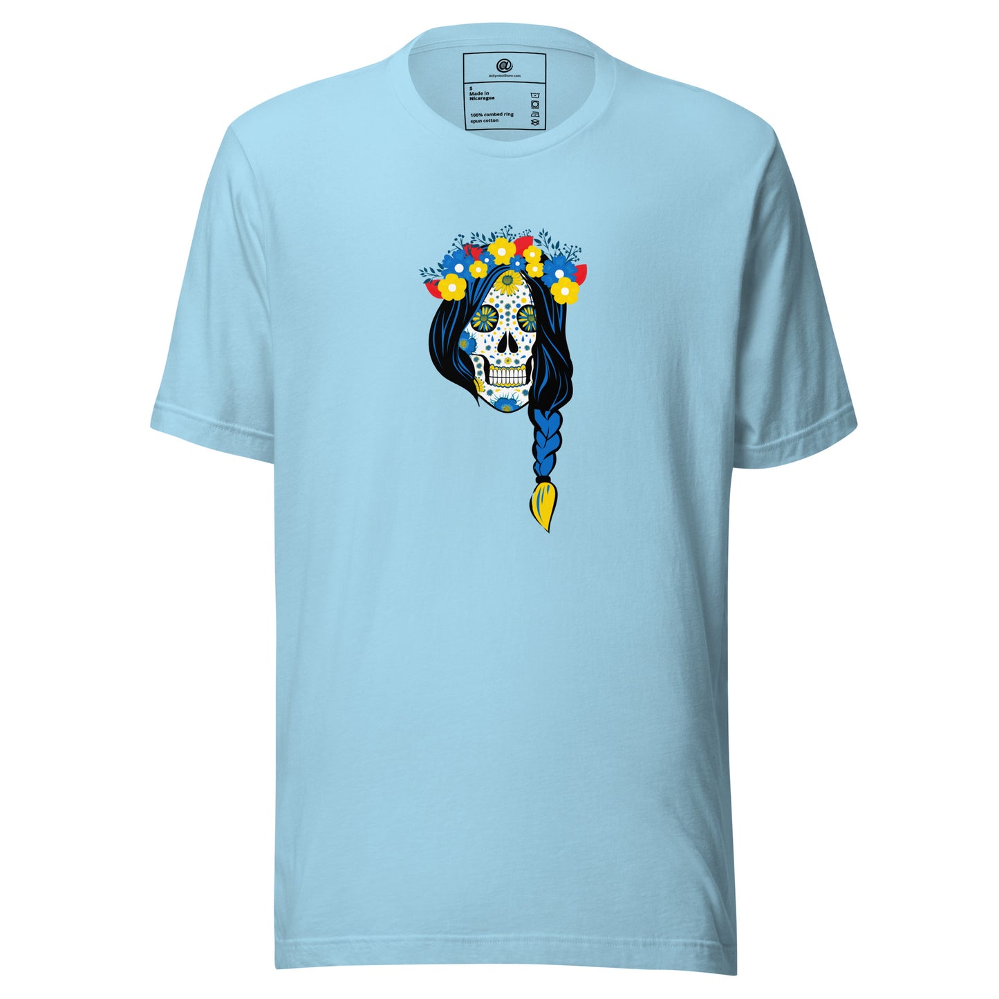 AtSymbolStore Lady-Ukraine Flower Skull Short Sleeve T-Shirt (unisex)