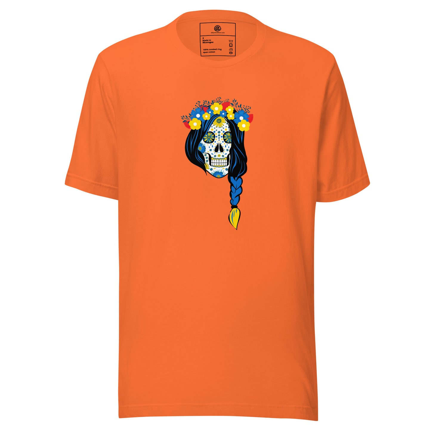 AtSymbolStore Lady-Ukraine Flower Skull Short Sleeve T-Shirt (unisex)