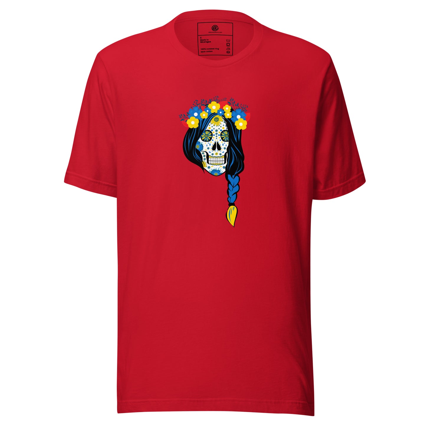 AtSymbolStore Lady-Ukraine Flower Skull Short Sleeve T-Shirt (unisex)