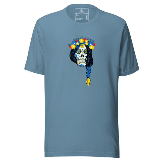 AtSymbolStore Lady-Ukraine Flower Skull Short Sleeve T-Shirt (unisex)