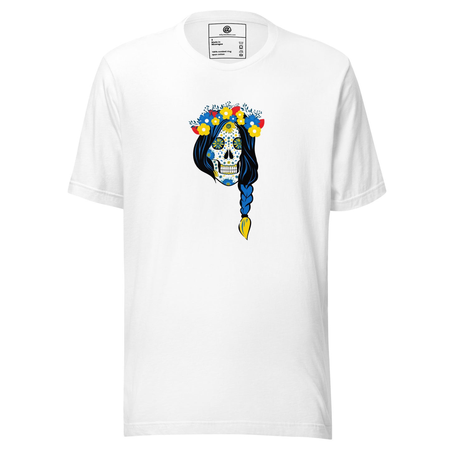 AtSymbolStore Lady-Ukraine Flower Skull Short Sleeve T-Shirt (unisex)