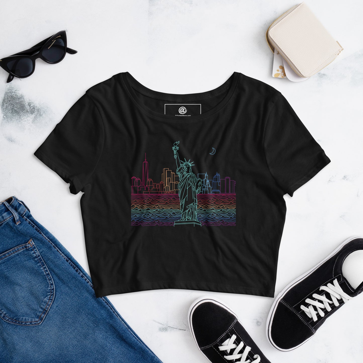 AtSymbolStore NYNY Color-Bomb Line Design Crop Tee