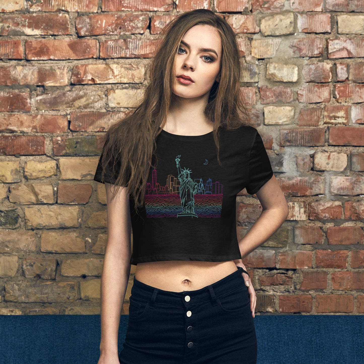 AtSymbolStore NYNY Color-Bomb Line Design Crop Tee