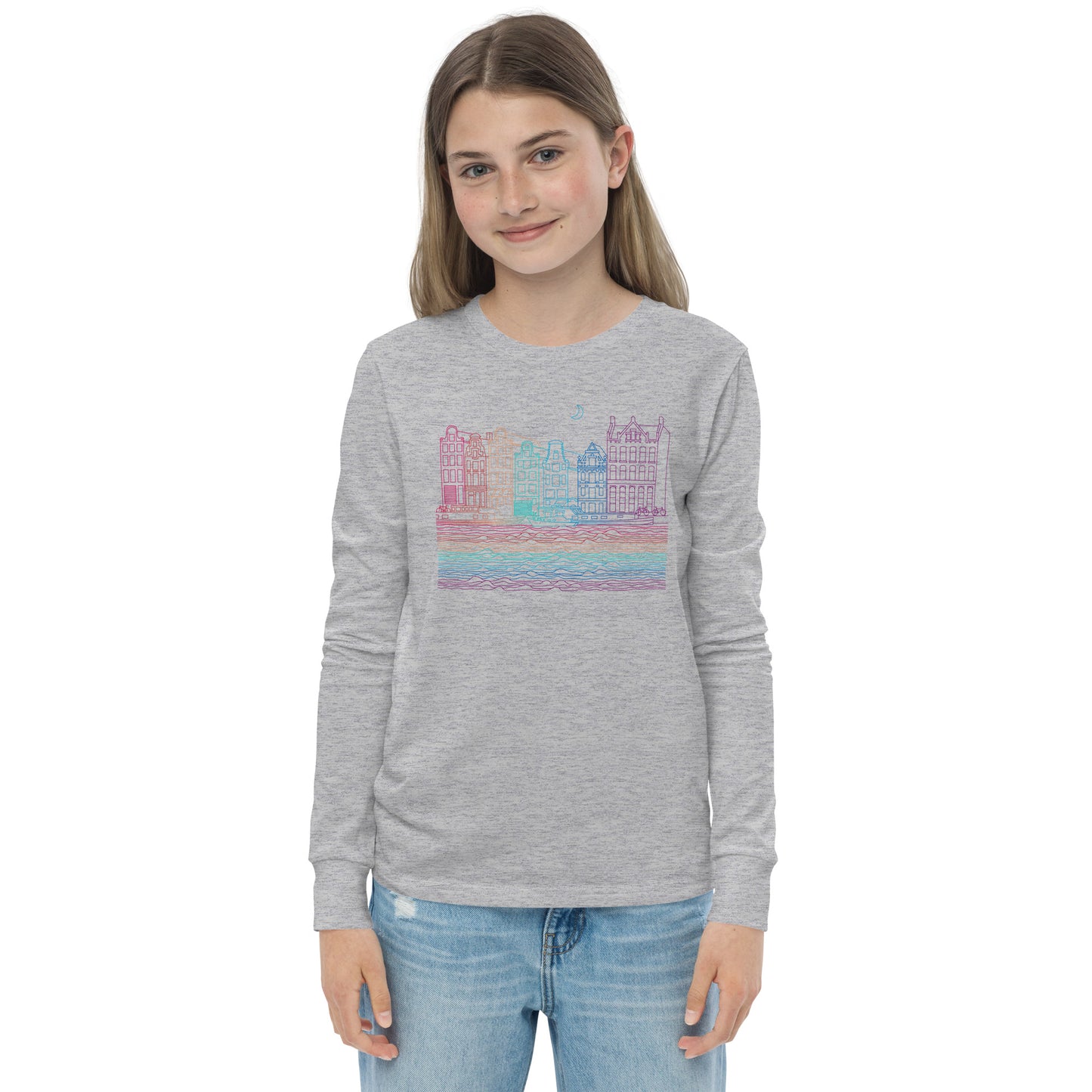 Youth Amsterdam Color-Bomb Line Design Long-Sleeve T-Shirt (unisex)