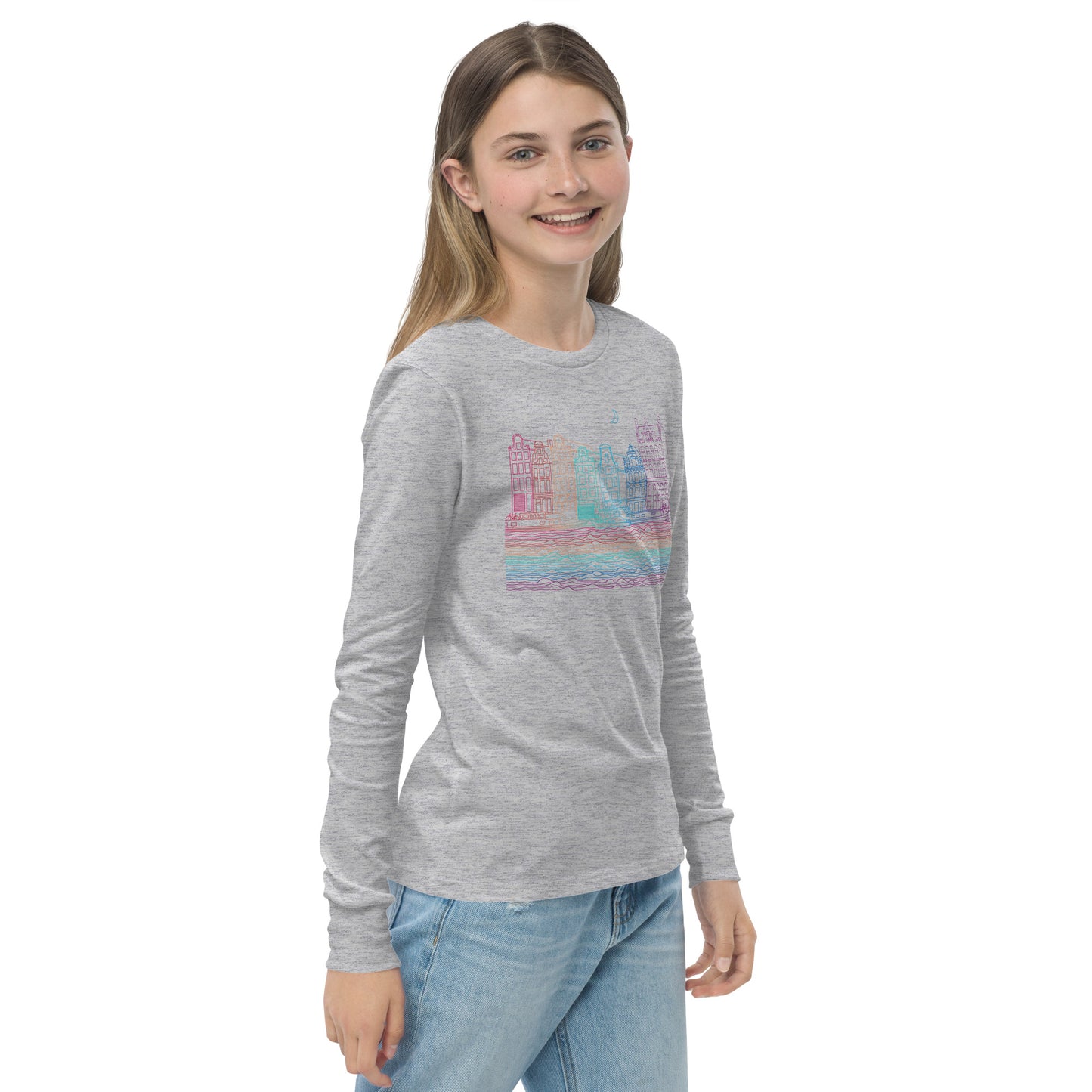 Youth Amsterdam Color-Bomb Line Design Long-Sleeve T-Shirt (unisex)