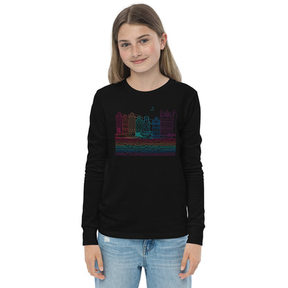 Youth Amsterdam Color-Bomb Line Design Long-Sleeve T-Shirt (unisex)