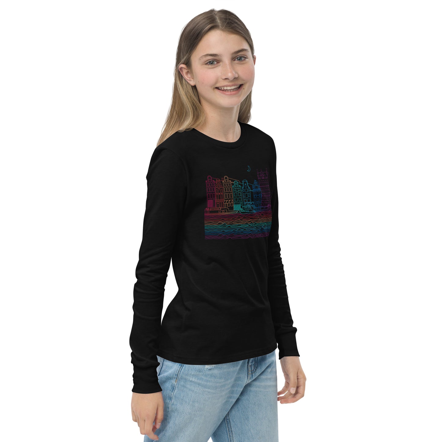 Youth Amsterdam Color-Bomb Line Design Long-Sleeve T-Shirt (unisex)