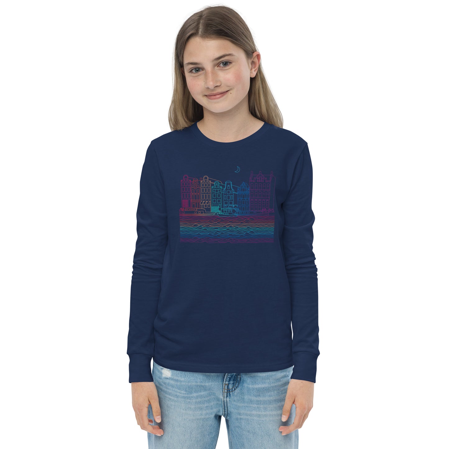 Youth Amsterdam Color-Bomb Line Design Long-Sleeve T-Shirt (unisex)