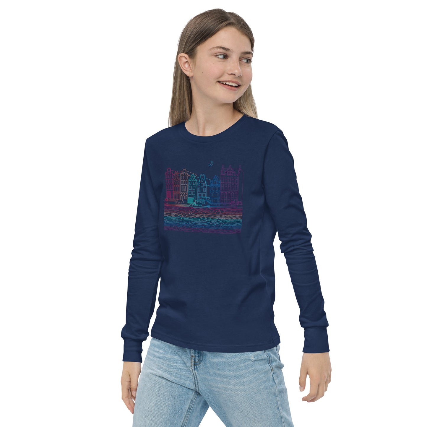 Youth Amsterdam Color-Bomb Line Design Long-Sleeve T-Shirt (unisex)