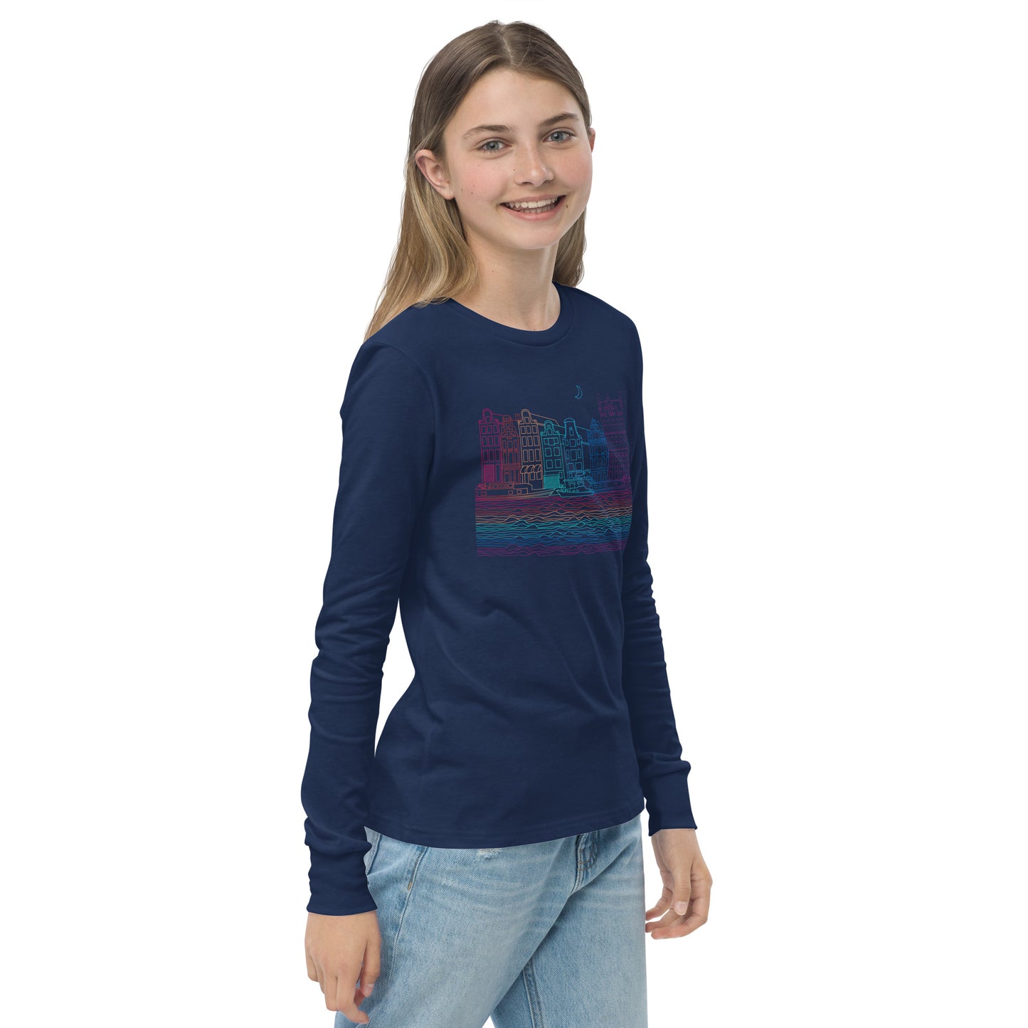 Youth Amsterdam Color-Bomb Line Design Long-Sleeve T-Shirt (unisex)