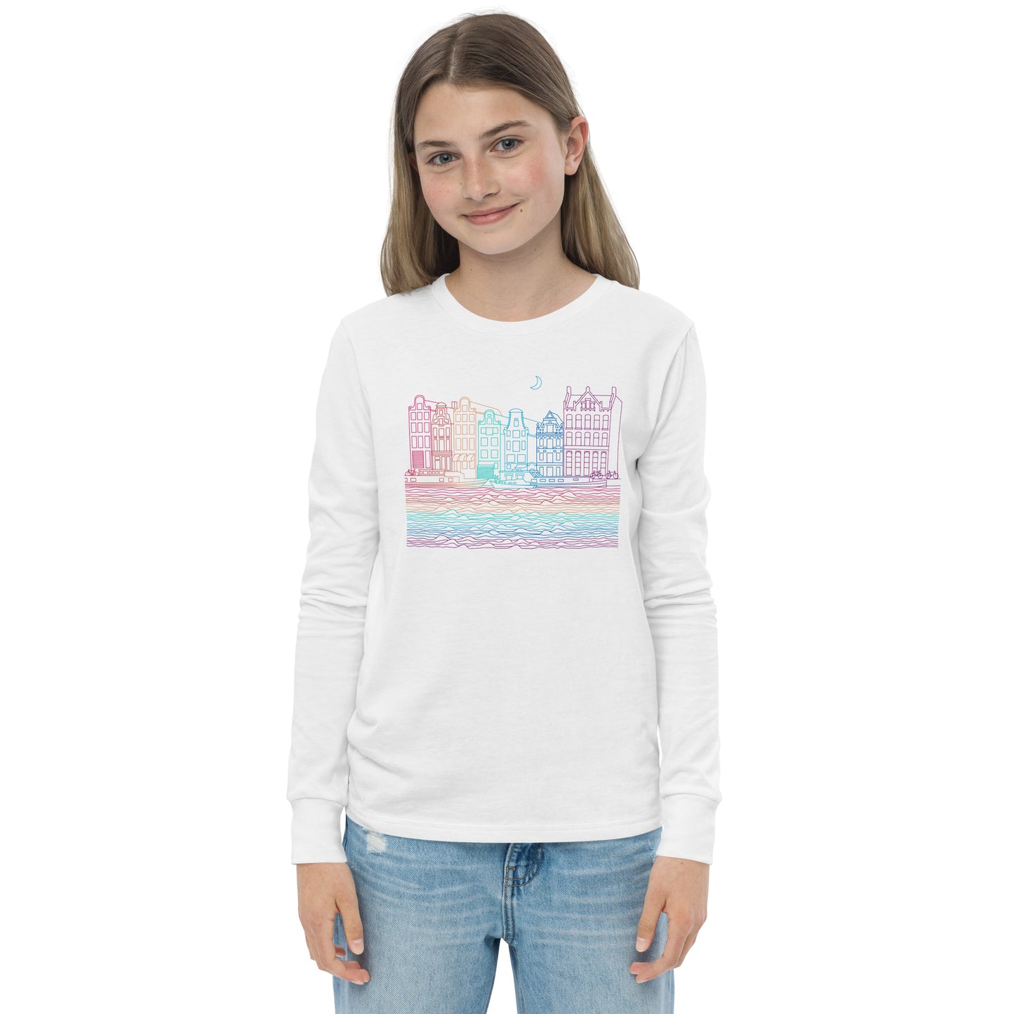 Youth Amsterdam Color-Bomb Line Design Long-Sleeve T-Shirt (unisex)