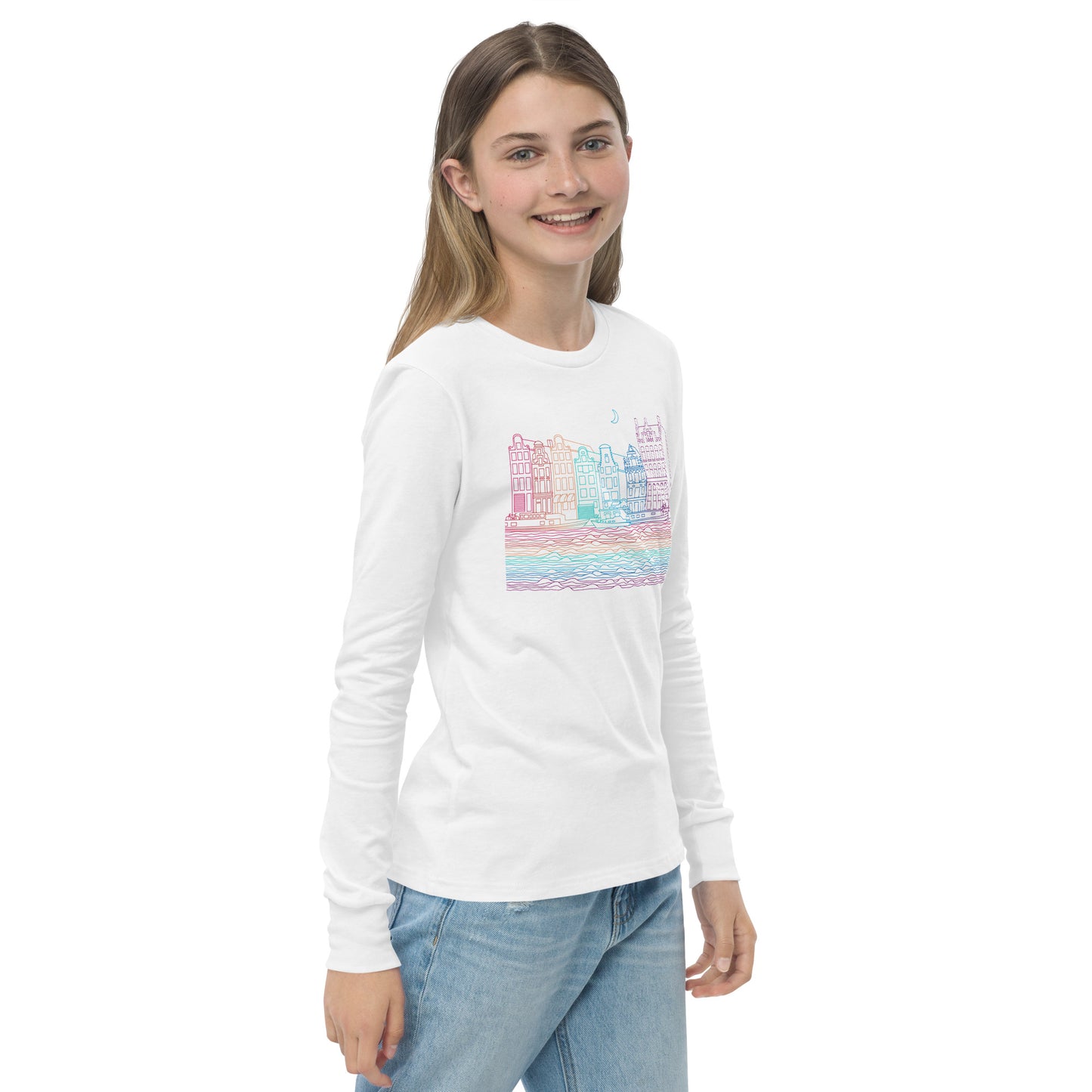 Youth Amsterdam Color-Bomb Line Design Long-Sleeve T-Shirt (unisex)